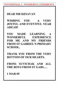 Excellent Student Testimonials from dMaster Learning Centre 55 3