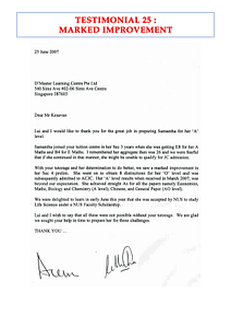 Excellent Student Testimonials from dMaster Learning Centre 33 25